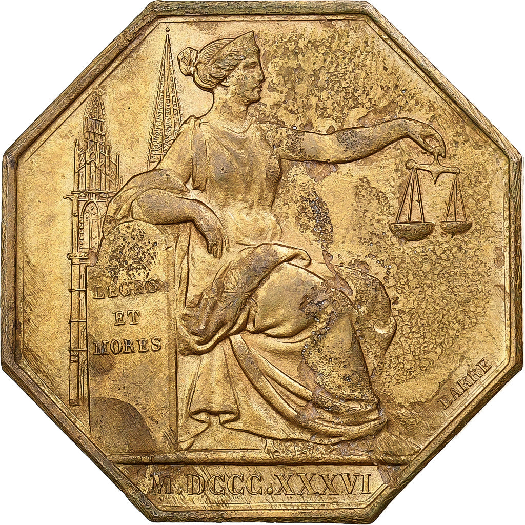 France, Token, Compagnie des Notaires d'Eure et Loir, 1836, Bronze, Barre