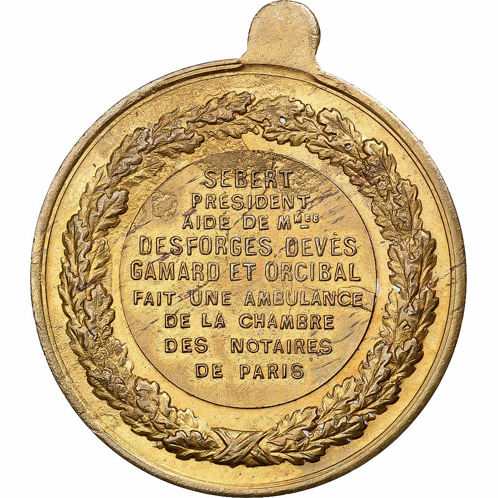France, Médaille, Guerre de 1870, ambulances militaires, Chambre des notaires