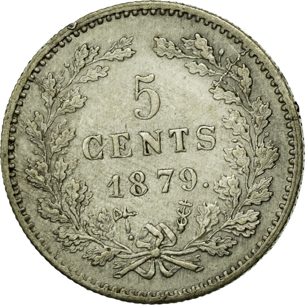 Moneta, Holandia, William III, 5 Cents, 1879, AU(50-53), Srebro, KM:91