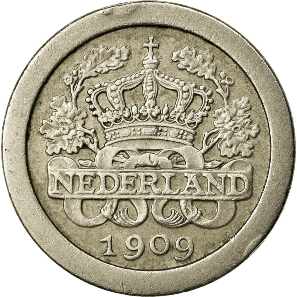 Coin, Netherlands, Wilhelmina I, 5 Cents, 1909, AU(55-58), Copper-nickel, KM:137