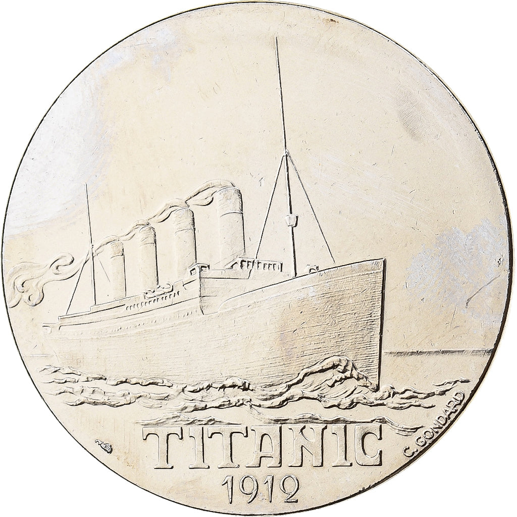 France, Medal, Les Grands Transatlantiques, Titanic, Nickel, C. Gondard, MS(64)
