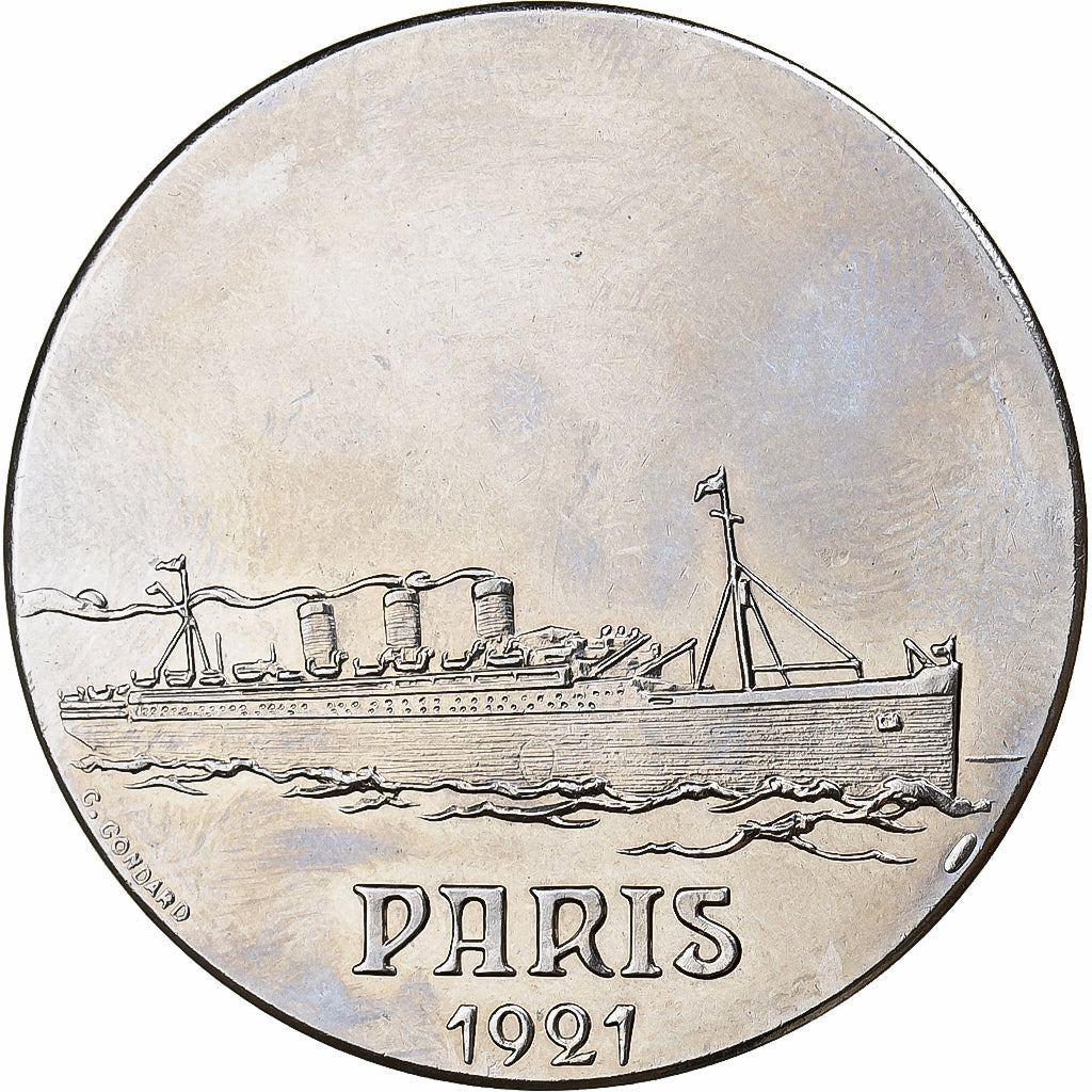 France, Medal, Les Grands Transatlantiques, Paris, Nickel, C. Gondard, MS(64)