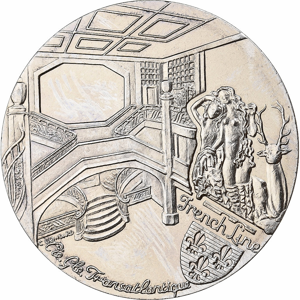 France, Medal, Les Grands Transatlantiques, Ile de France, Nickel, C. Gondard