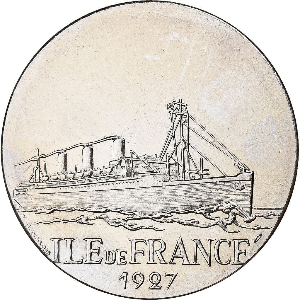 France, Medal, Les Grands Transatlantiques, Ile de France, Nickel, C. Gondard