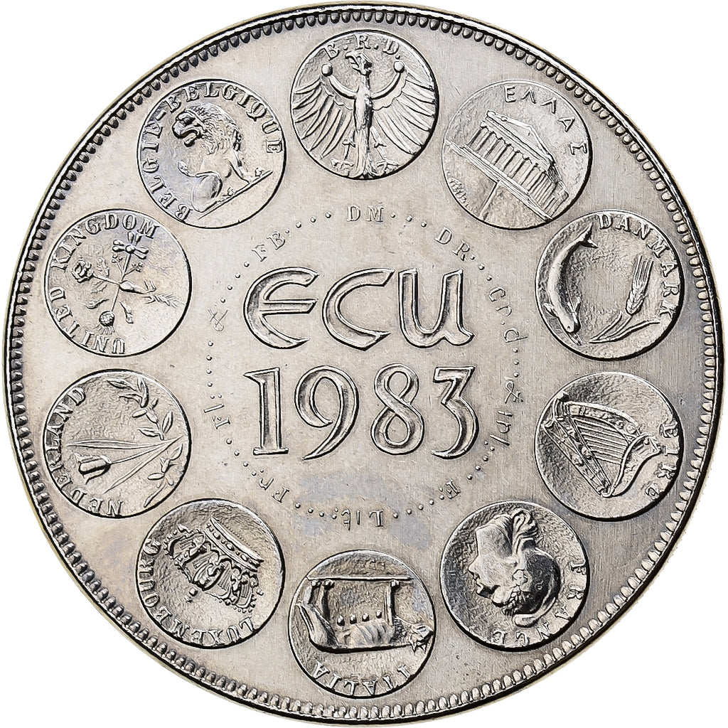 Francia, medalla, Ecu Europa, Europe Assise, 1983, Cobre - níquel, Rodier, FDC