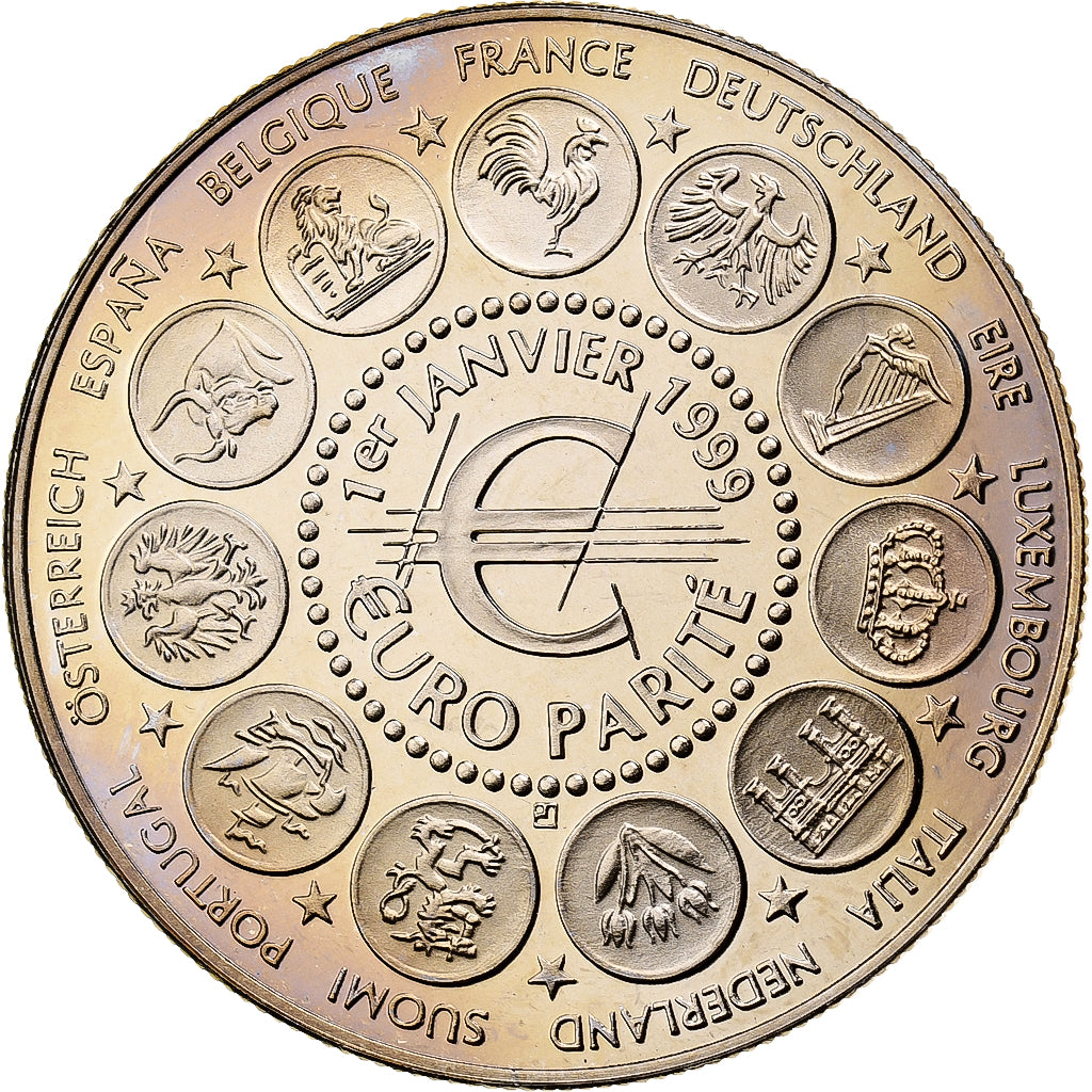 Frankrijk, Medaille, 1er Janvier 1999, Euro Parité, EUROPA, 1999, Cupro-nikkel