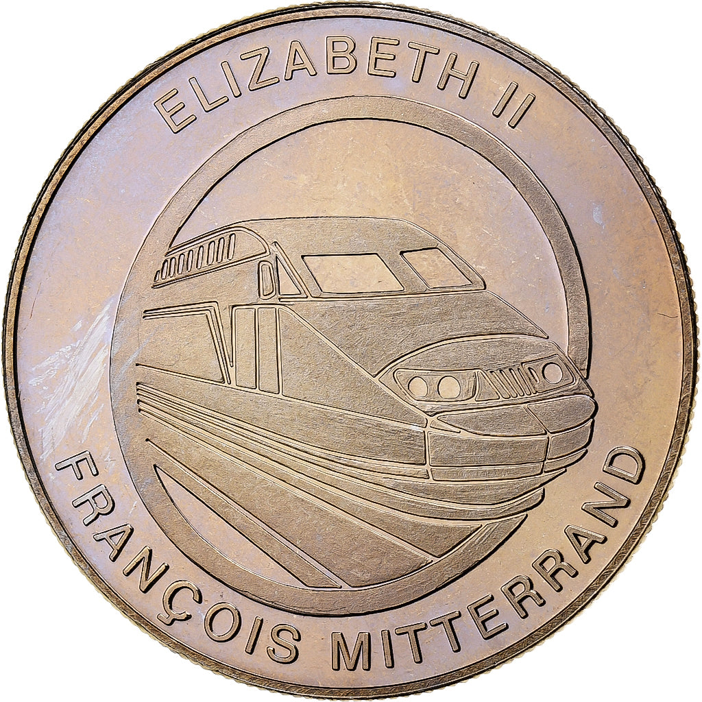 Francia, medaglia, Tunnel sous la Manche - Elizabeth II, Mitterrand, 1994