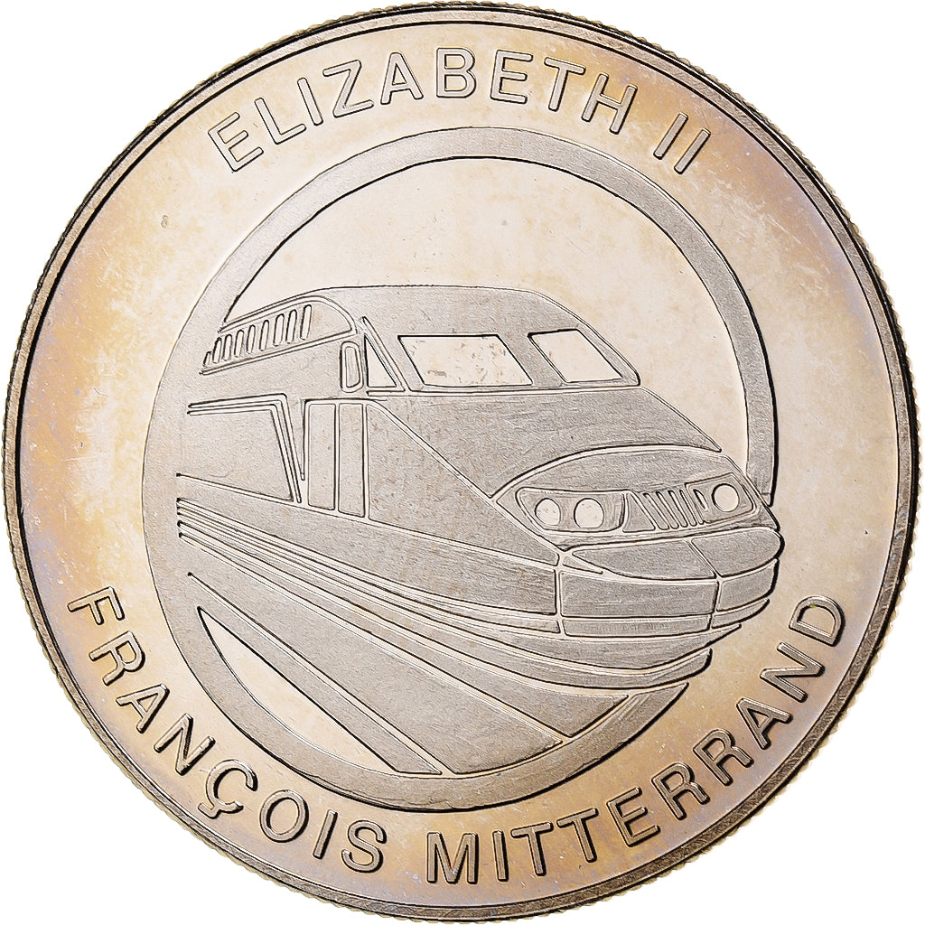 Frankreich, Medaille, Tunnel sous la Manche - Elizabeth II, Mitterrand, 1994