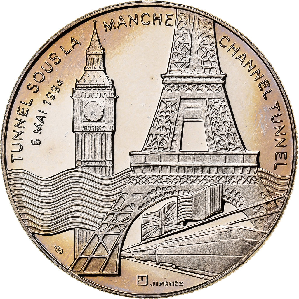Frankreich, Medaille, Tunnel sous la Manche - Elizabeth II, Mitterrand, 1994