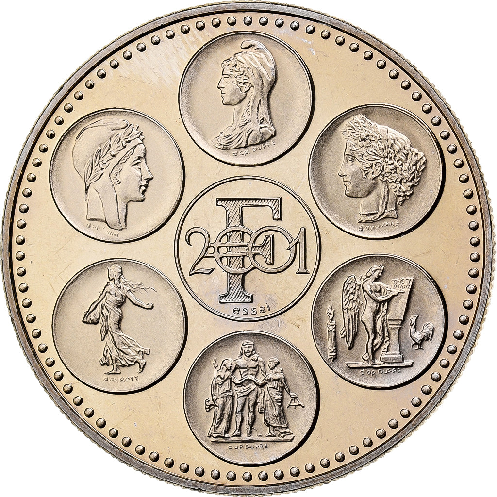 Francia, medaglia, Coq, Fin du Cours Légal du Franc, Rame-nichel, FDC