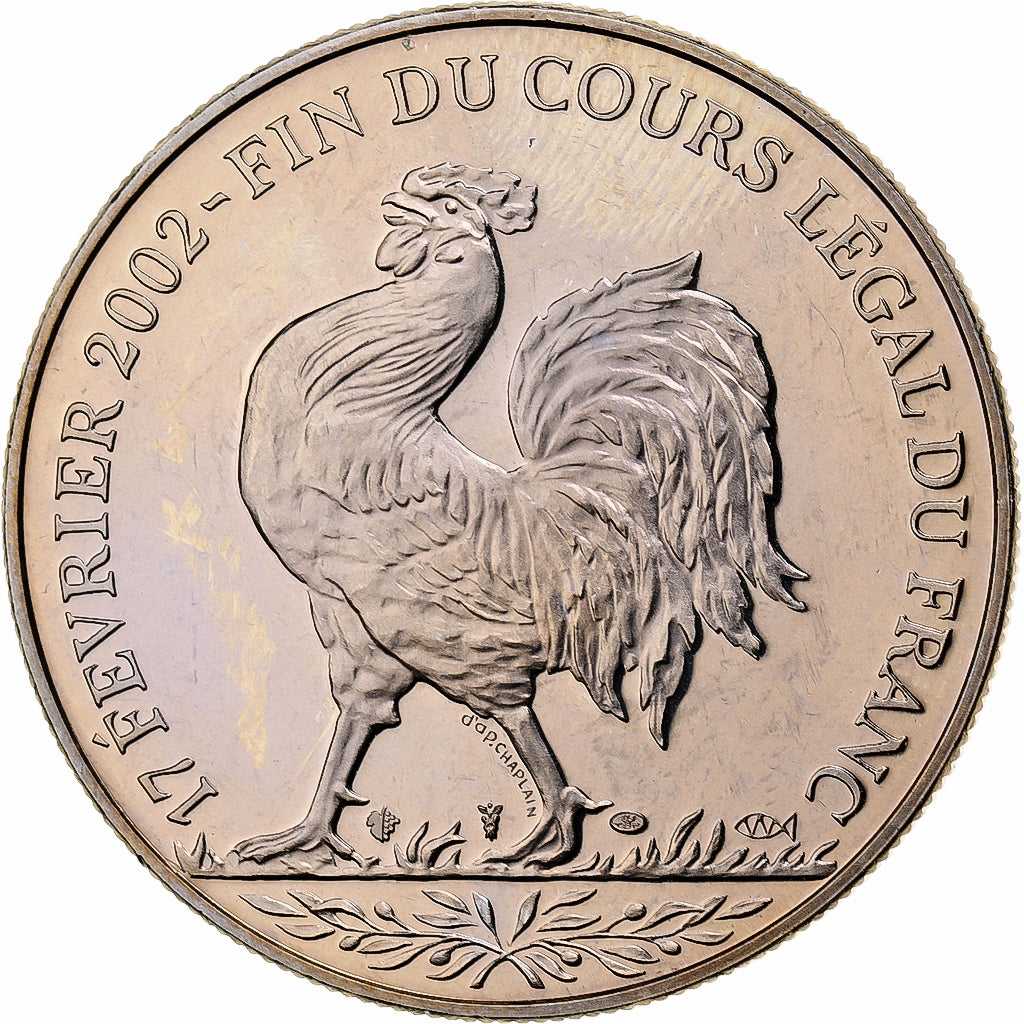 Francia, medaglia, Coq, Fin du Cours Légal du Franc, Rame-nichel, FDC