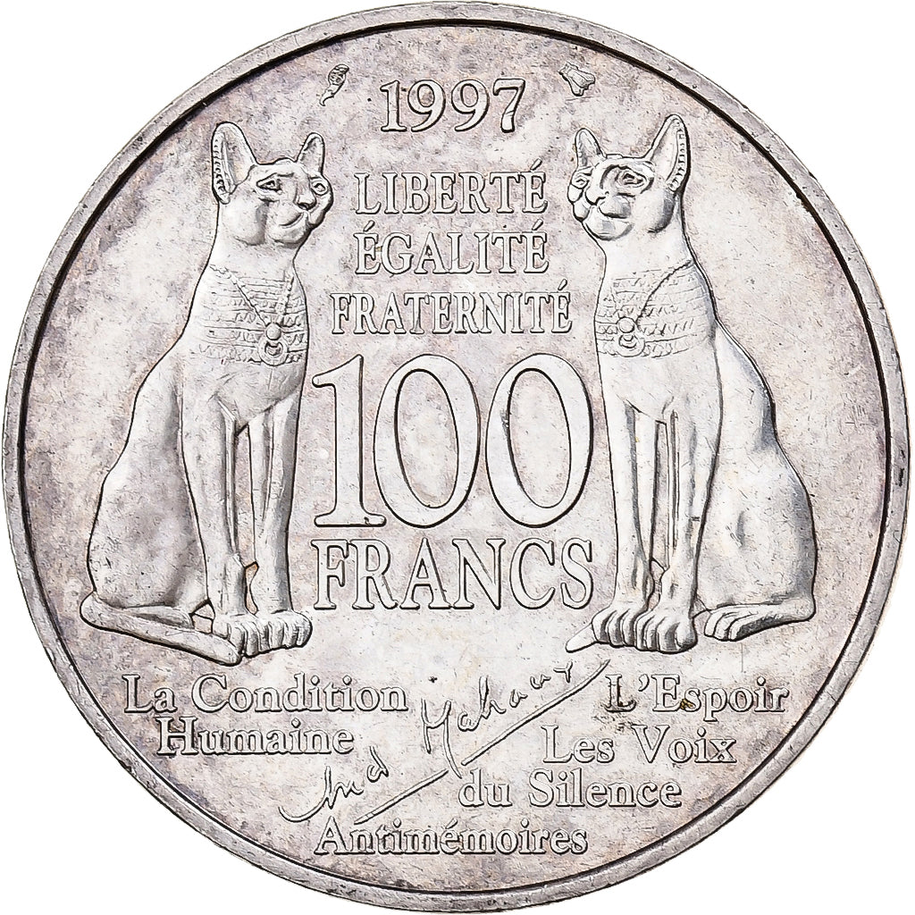 Frankreich, 100 Francs, André Malraux, 1997, Silber, SS+, KM:1188