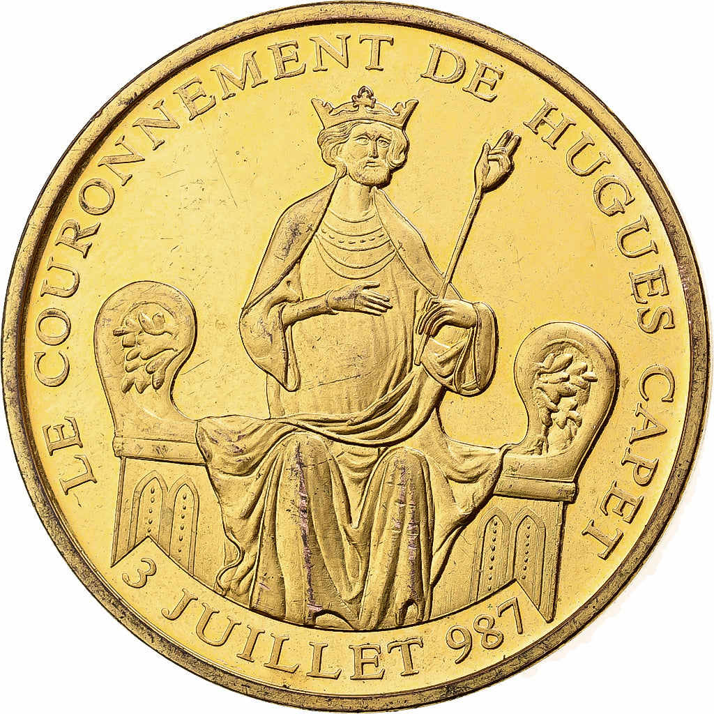 Frankreich, Medaille, Couronnement d'Hugues Capet, Gold plated, VZ