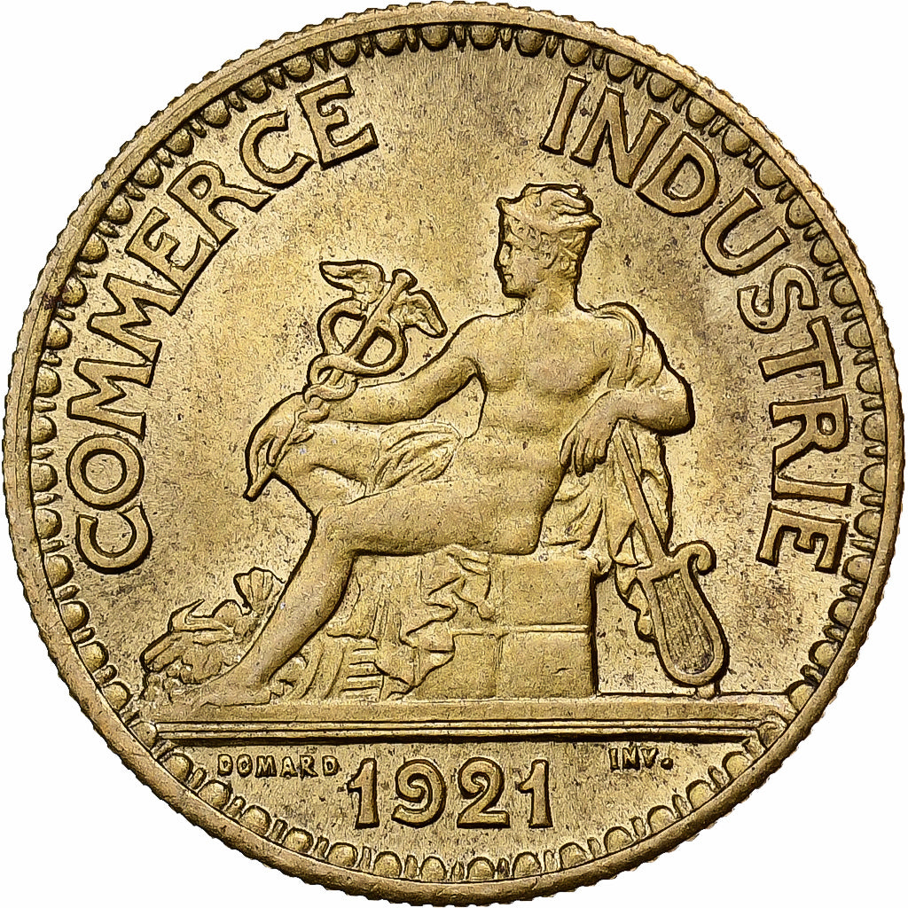 France, 50 Centimes, Chambre de commerce, 1921, Paris, Aluminum-Bronze