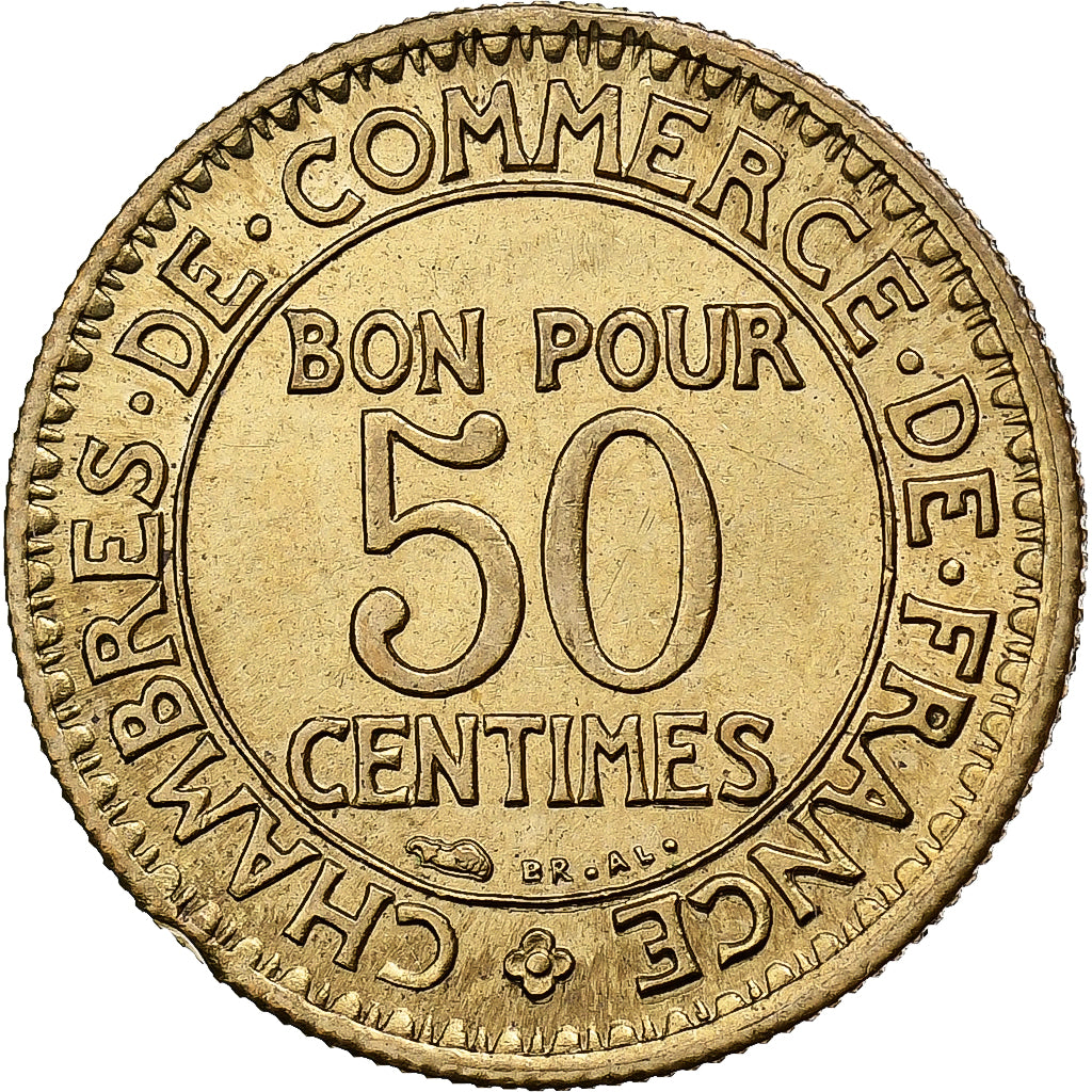 Frankreich, 50 Centimes, Chambre de commerce, 1925, Aluminum-Bronze, VZ, KM:884