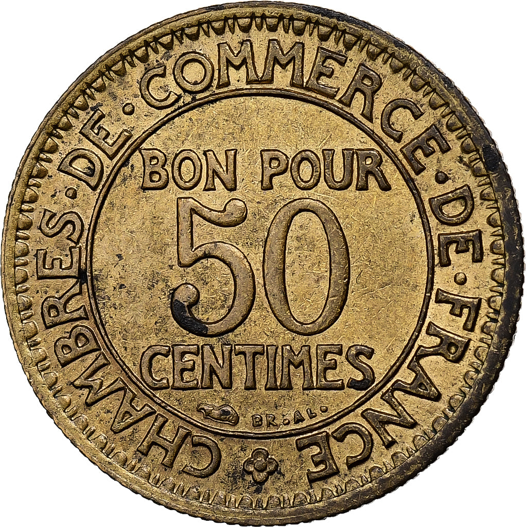 Francia, 50 Centimes, Chambre de commerce, 1929, Alluminio-bronzo, BB