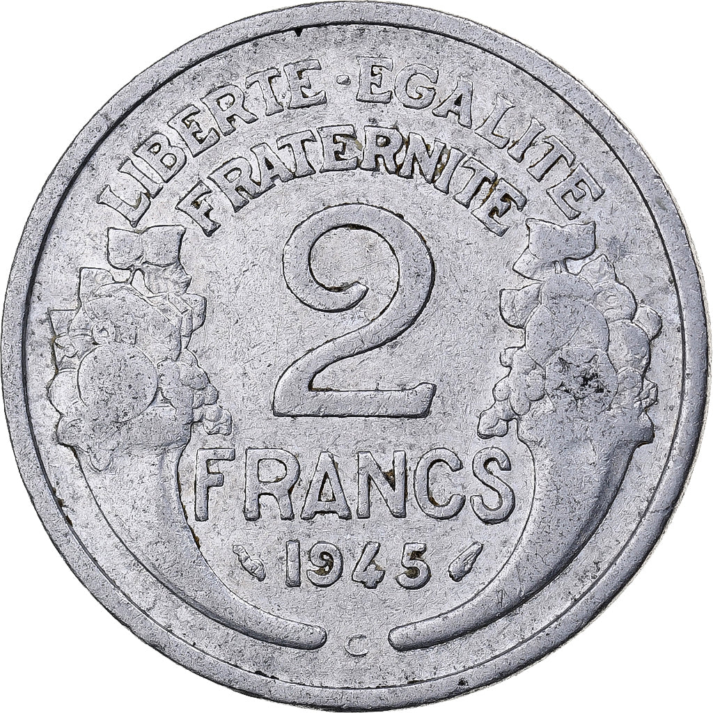 Frankreich, 2 Francs, Morlon, 1945, Castelsarrasin, Aluminium, S, Gadoury:538a
