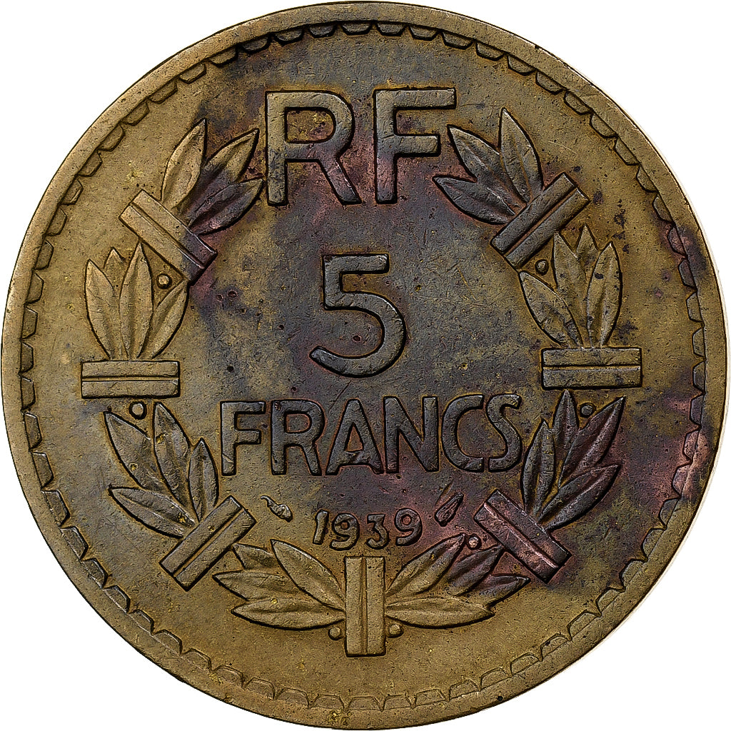 Coin, France, Lavrillier, 5 Francs, 1939, EF(40-45), Aluminum-Bronze, KM:888a.1