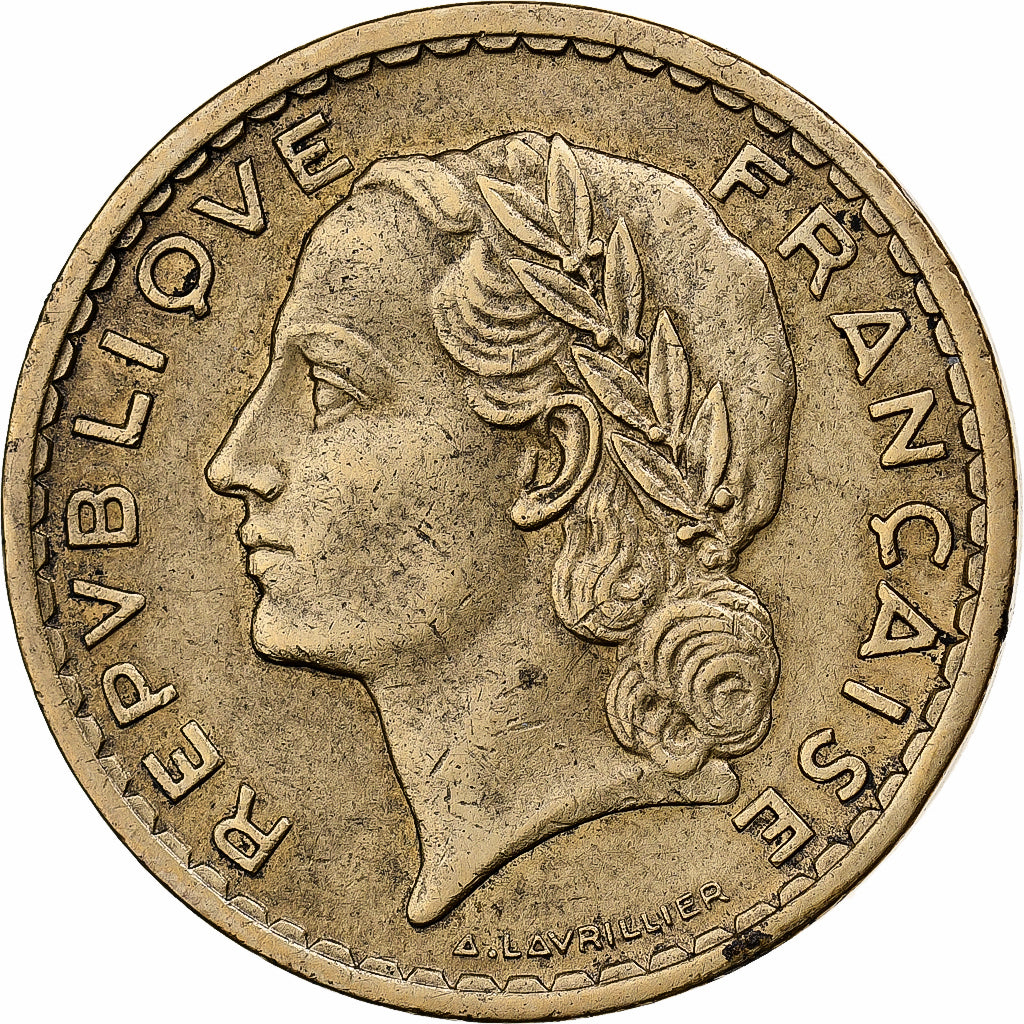 Francja, 5 Francs, Lavrillier, 1940, Aluminium-Brąz, AU(50-53), Gadoury:761