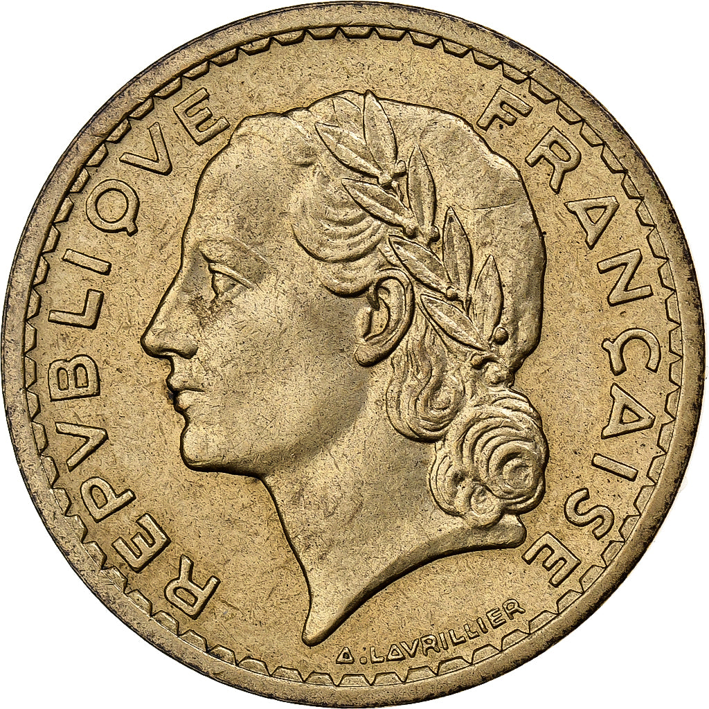 Francja, 5 Francs, Lavrillier, 1940, Aluminium-Brąz, AU(50-53), Gadoury:761
