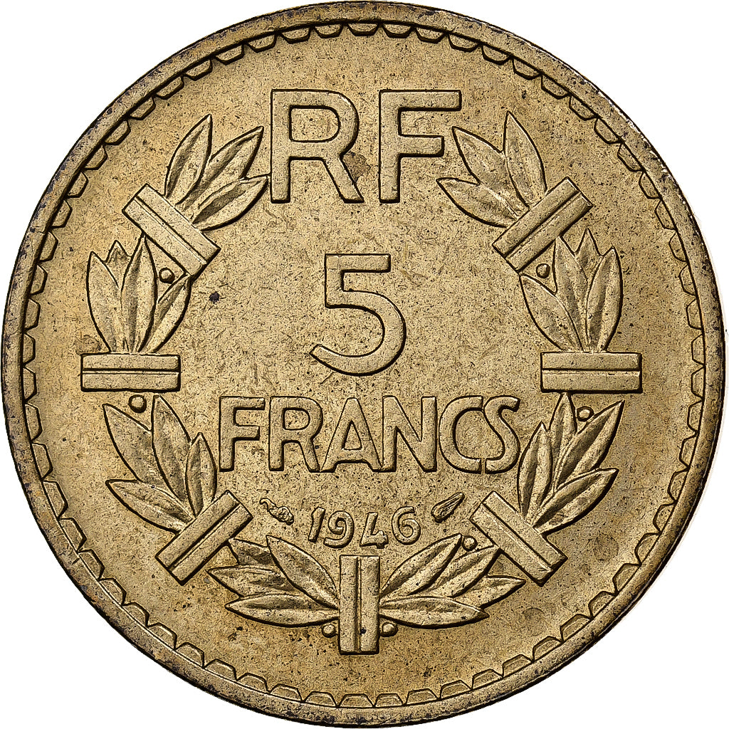 Francja, 5 Francs, Lavrillier, 1940, Aluminium-Brąz, AU(50-53), Gadoury:761