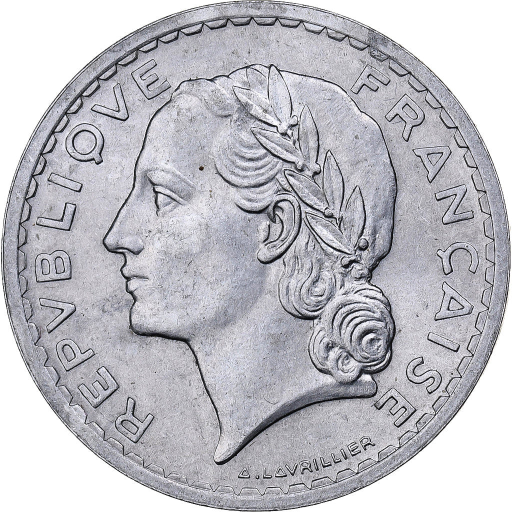 Frankrijk, 5 Francs, Lavrillier, 1947, Beaumont le Roger, Aluminium, ZF+