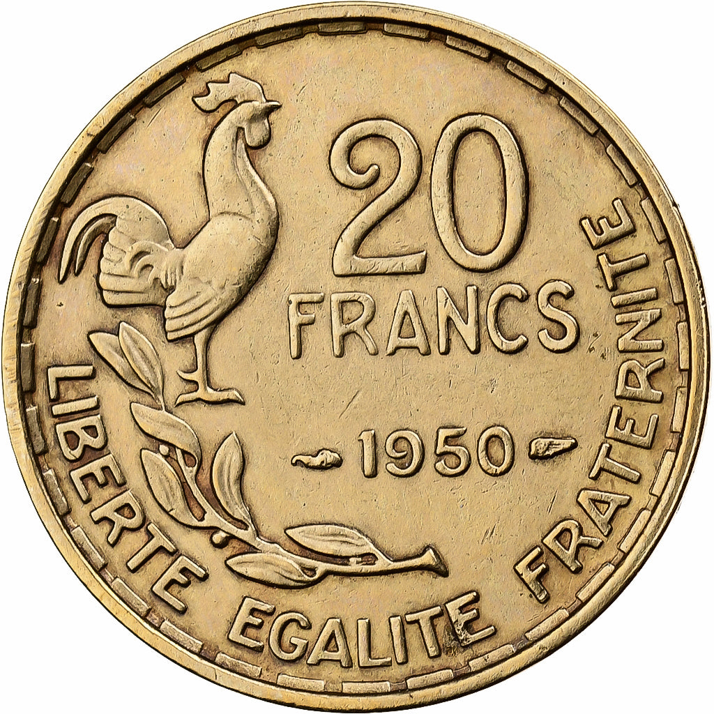 Frankreich, 20 Francs, Guiraud, 1950, Paris, Aluminum-Bronze, SS, Le