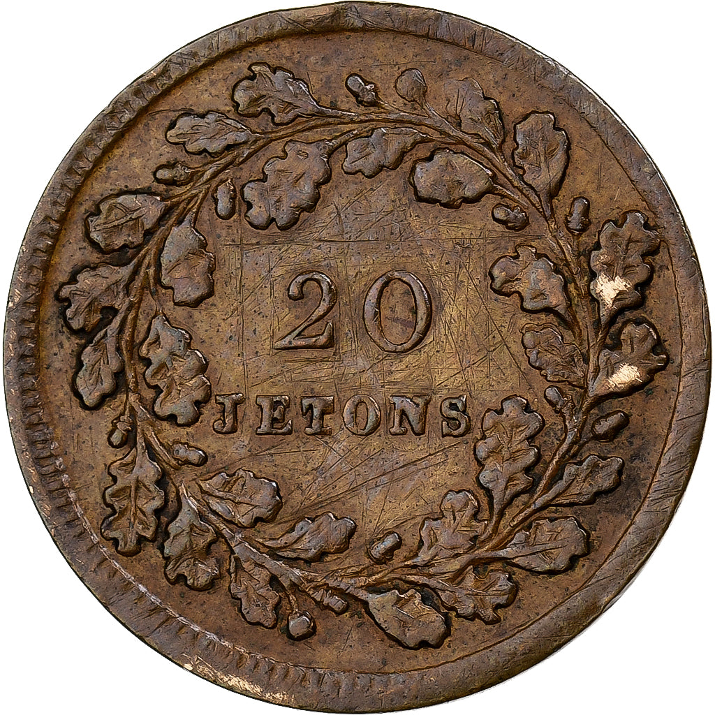 Francia, ficha, Jeu, Napoléon Ier, 20 Jetons, 1833, Rame, BB