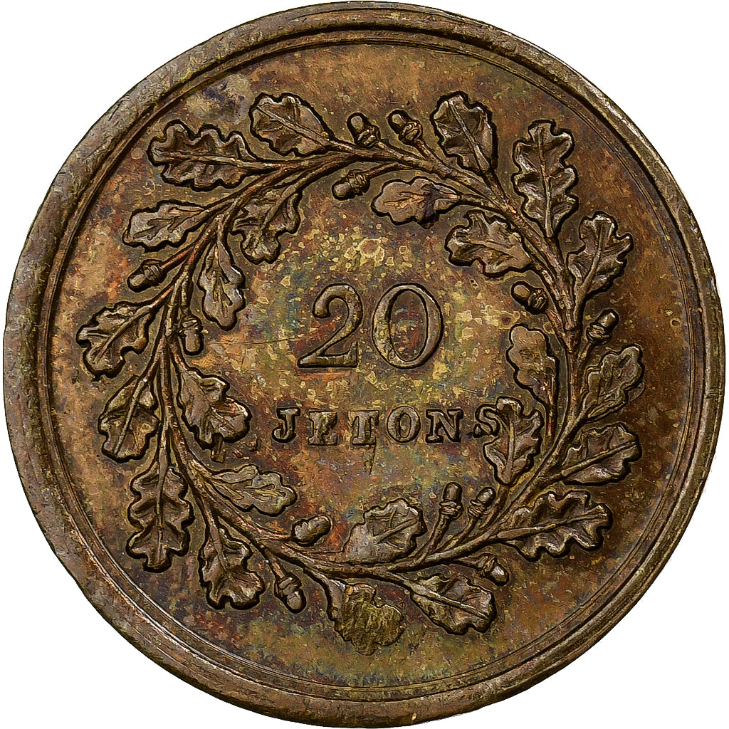 France, Token, Jeu, Napoléon Ier, 20 Jetons, 1833, Copper, EF(40-45)