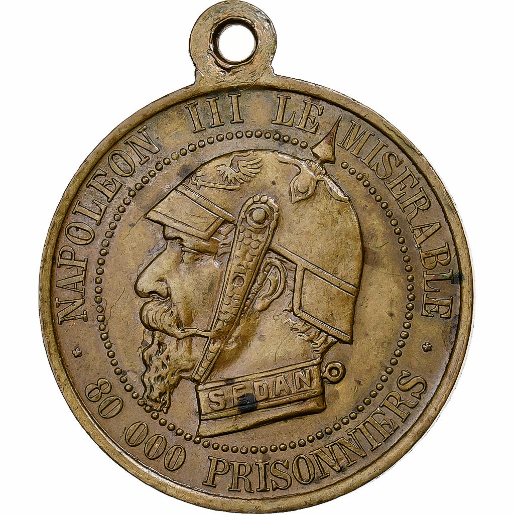 Frankreich, Medaille, Napoléon III le misérable, satirique, 1870, Messing, SS+