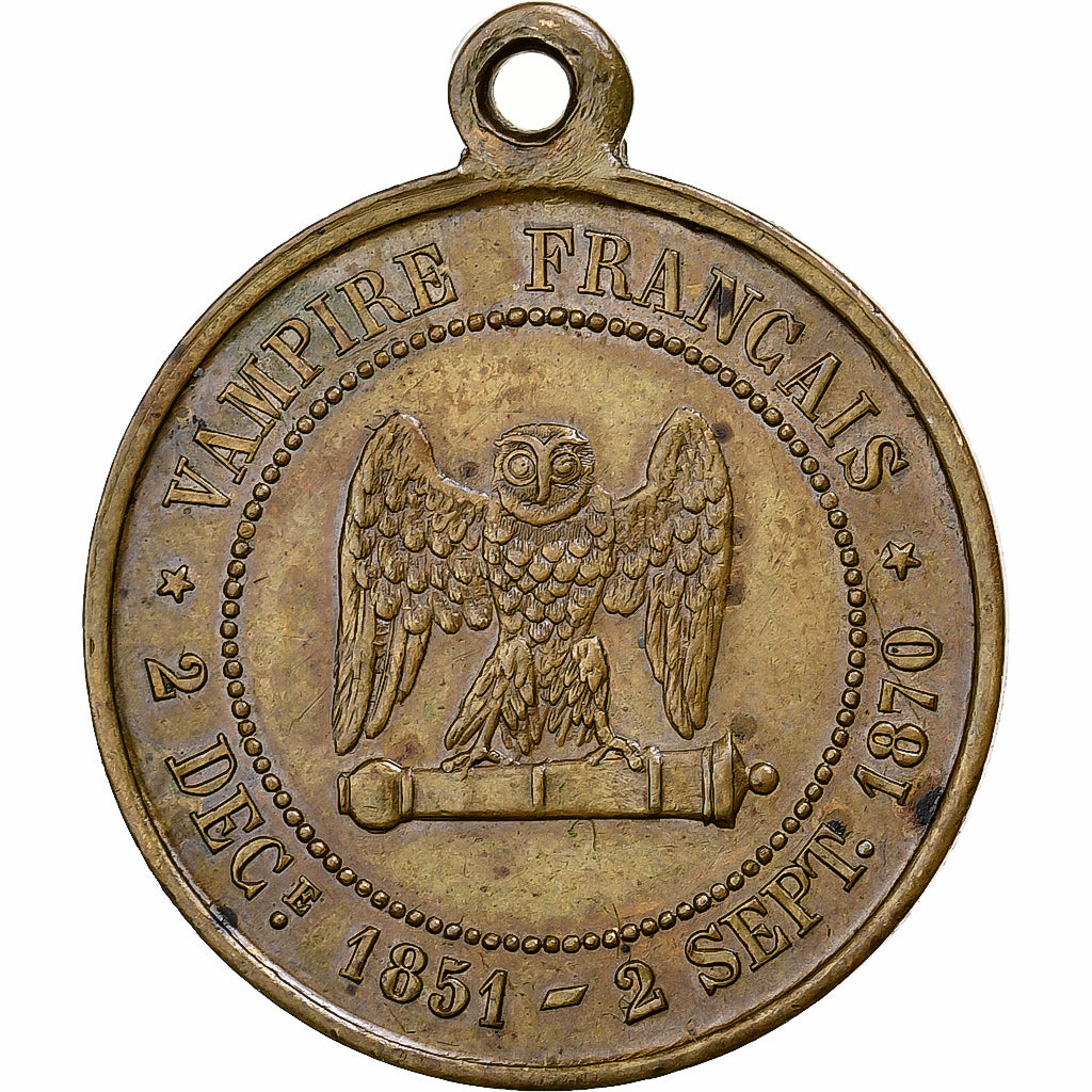 Frankreich, Medaille, Napoléon III le misérable, satirique, 1870, Messing, SS+