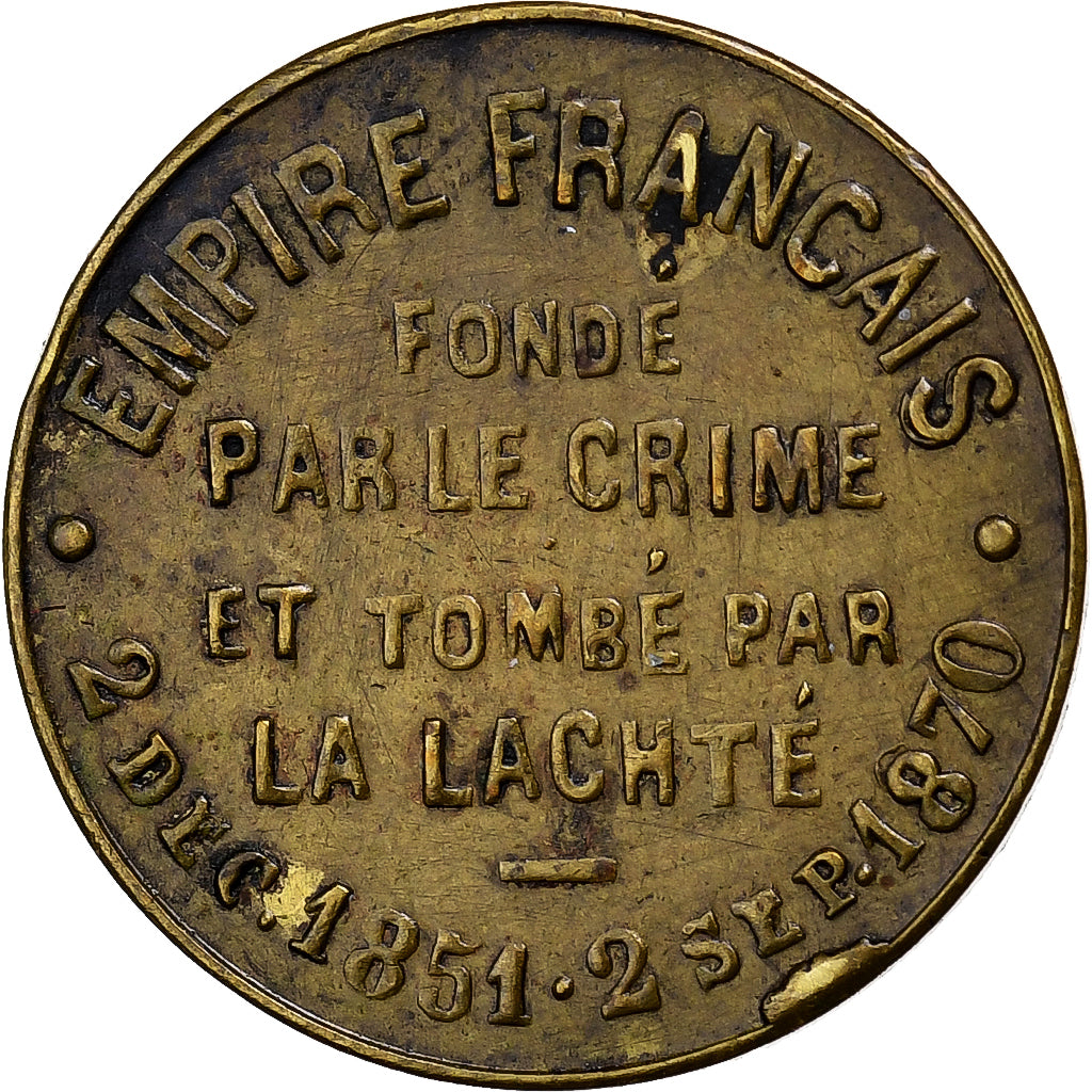 France, Medal, satirique, Napoléon le Petit, La Lacheté, 1870, Brass