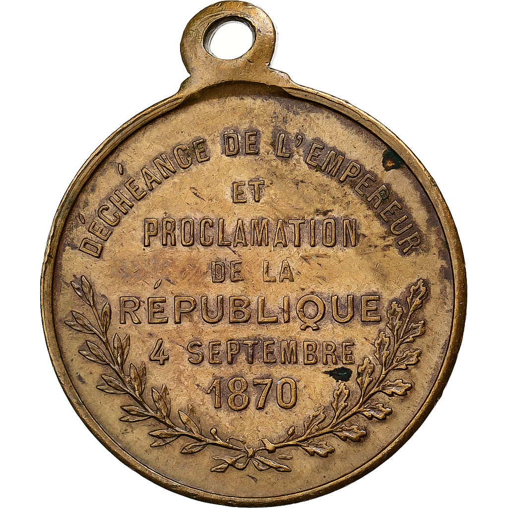 Francia, medalla, Troisième République, Déchéance de l'Empereur, 1870
