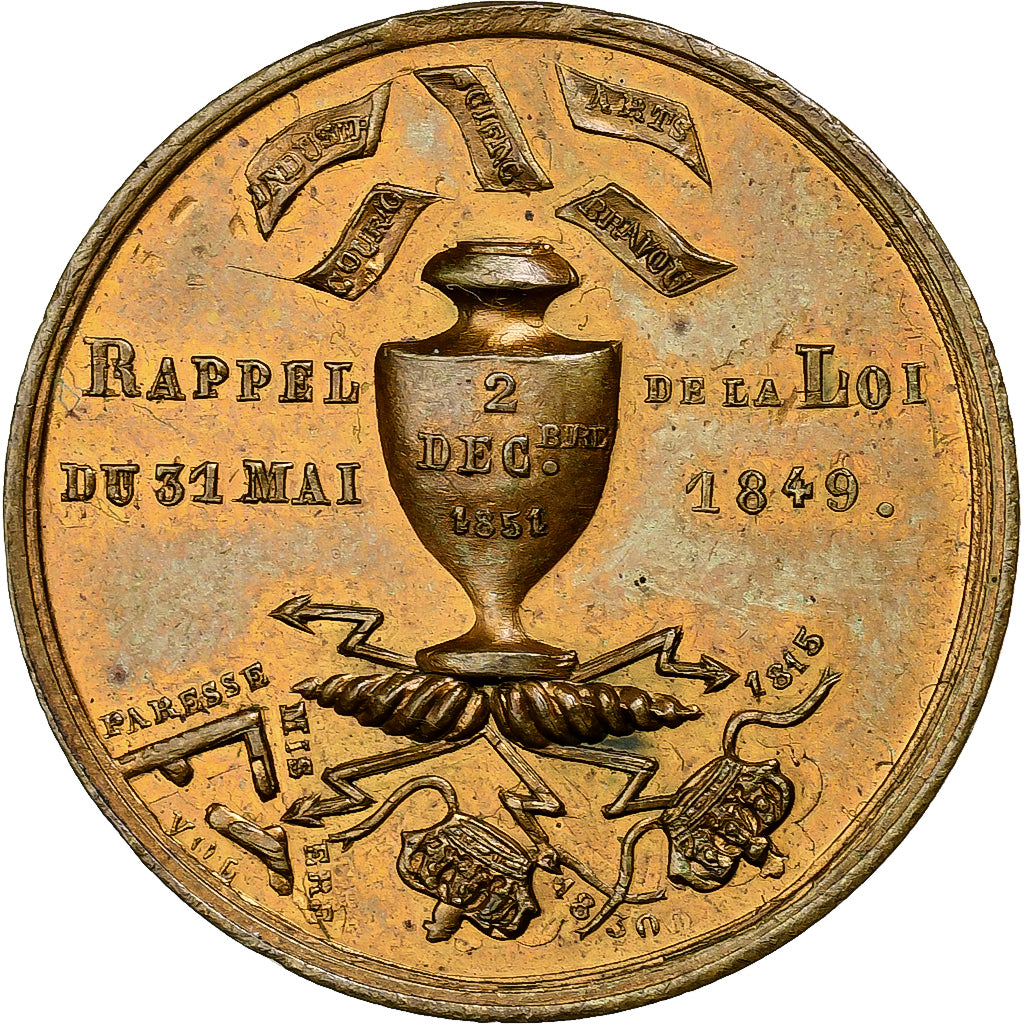 Francia, medaglia, Louis-Napoléon Bonaparte, Acclamation du Plébiscite, 1851