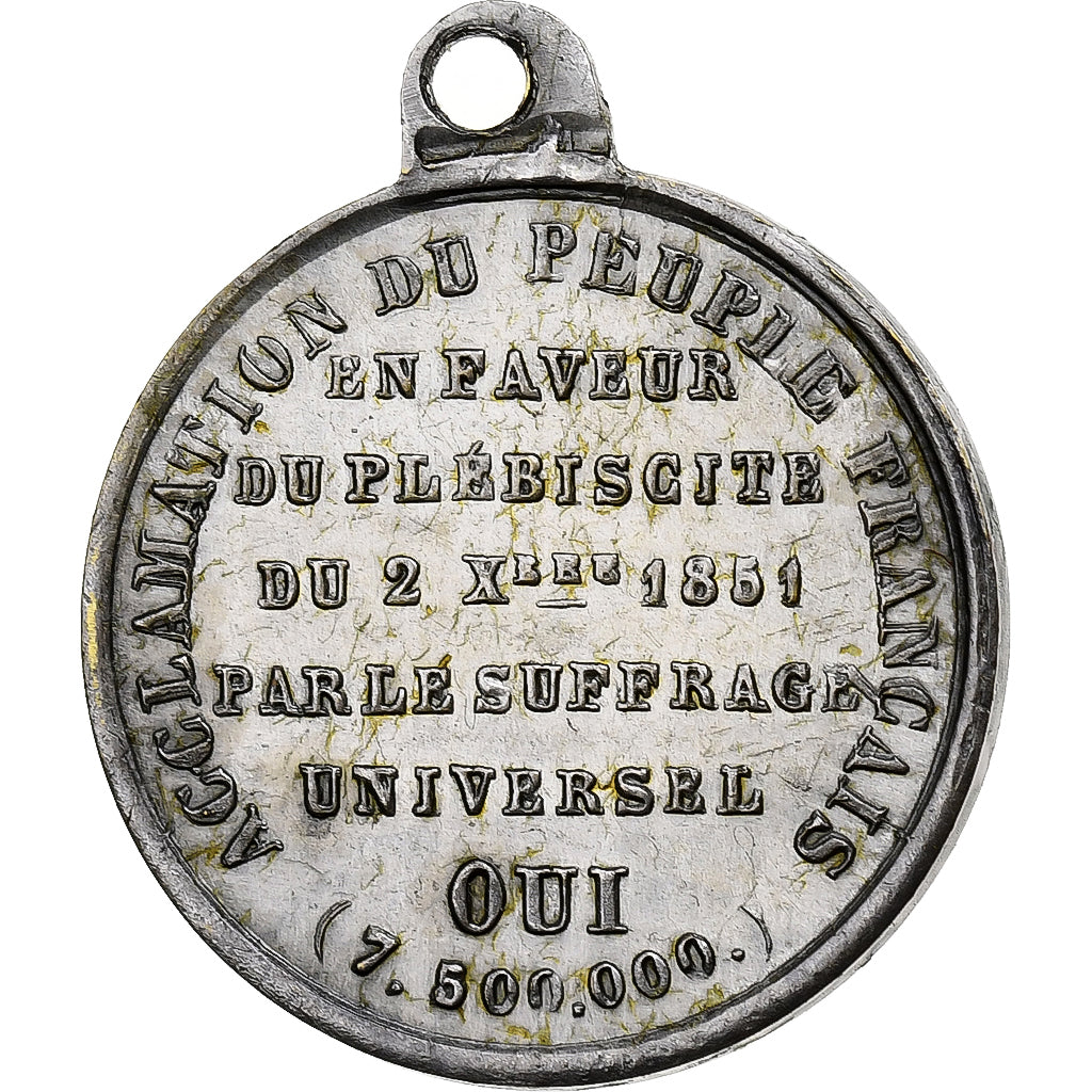Francia, medaglia, Louis-Napoléon Bonaparte, Acclamation du Plébiscite, 1851