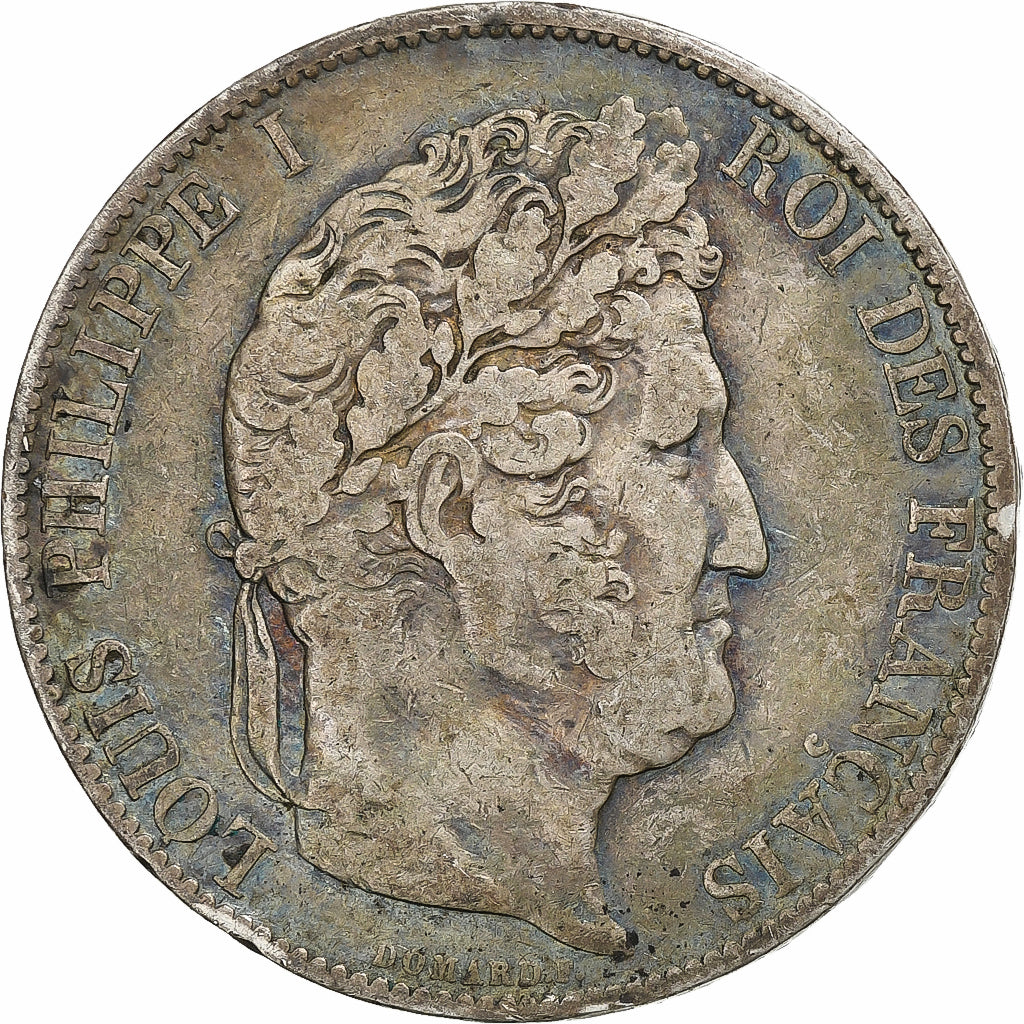 Francia, 5 Francs, Louis-Philippe, 1845, Lille, Plata, BC+, Gadoury:678a