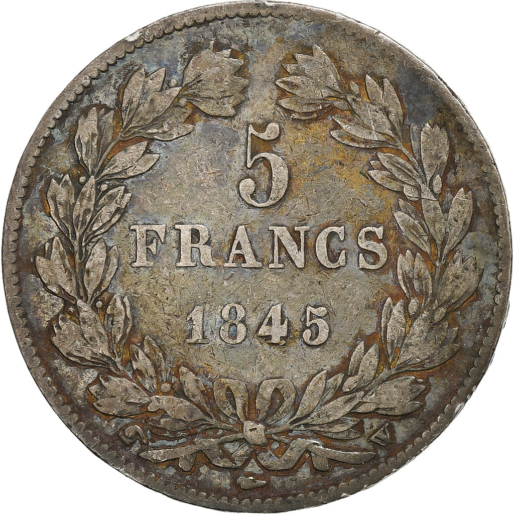 Francia, 5 Francs, Louis-Philippe, 1845, Lille, Plata, BC+, Gadoury:678a
