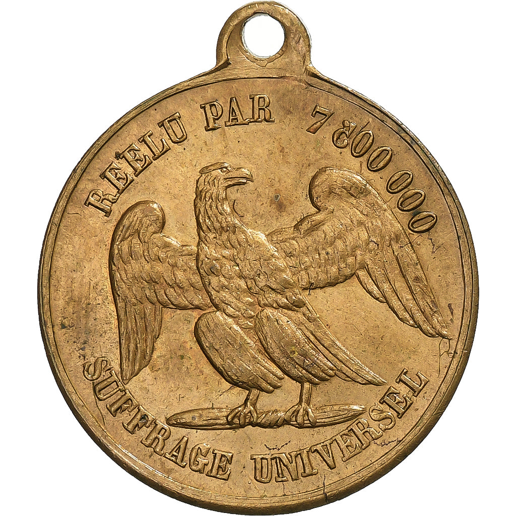 France, Token, Réélection de Louis Napoléon Bonaparte, 1851, Brass, AU(55-58)