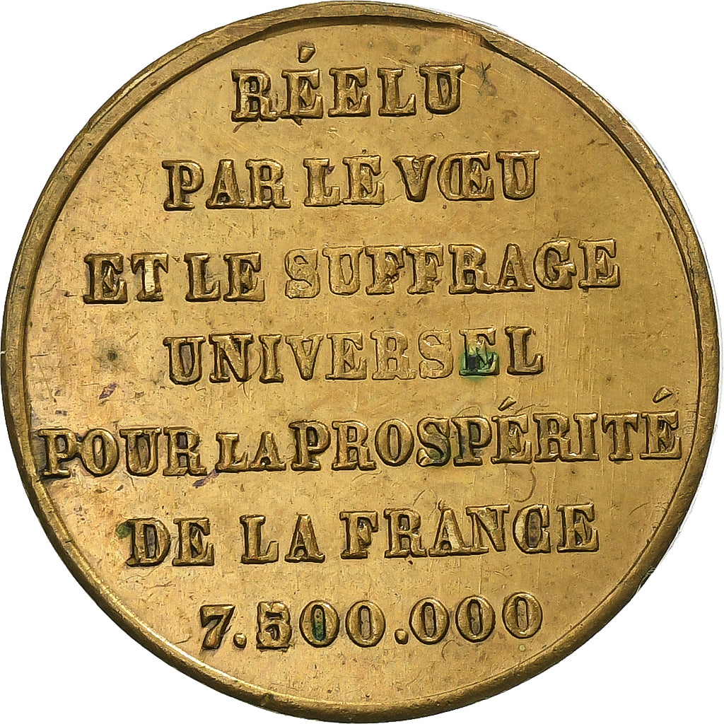 France, Token, Réélection de Louis Napoléon Bonaparte, 1851, Brass, AU(50-53)