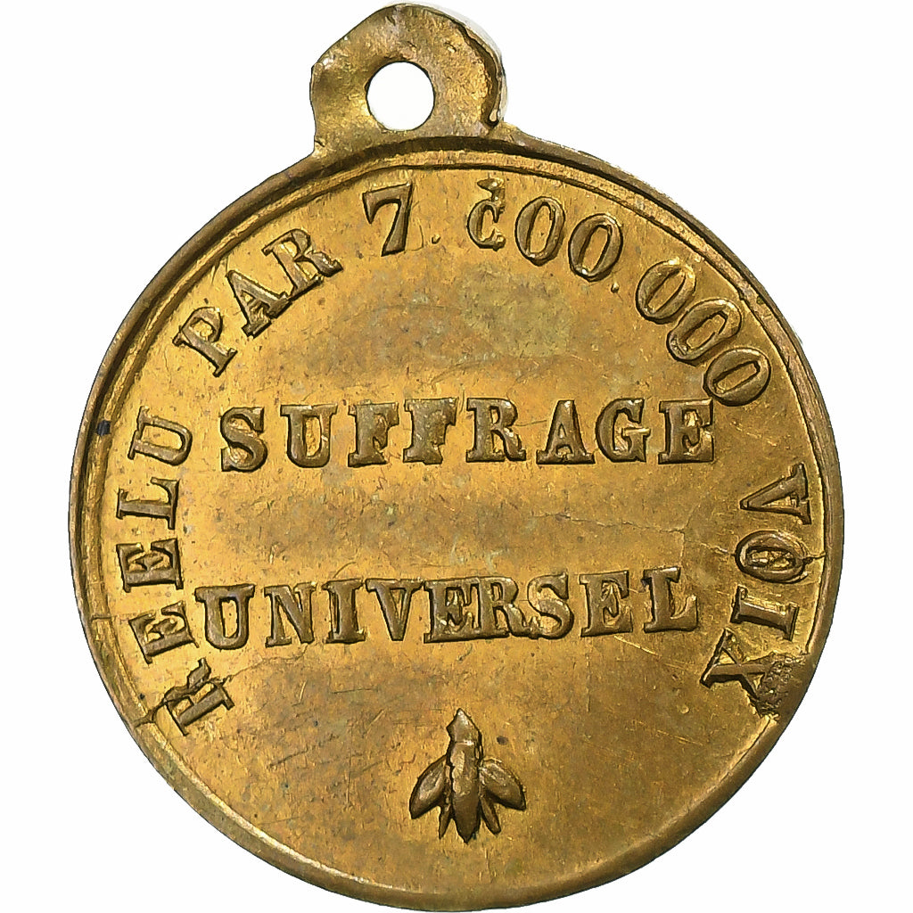 France, Jeton, Réélection de Louis Napoléon Bonaparte, 1851, Laiton, TTB+