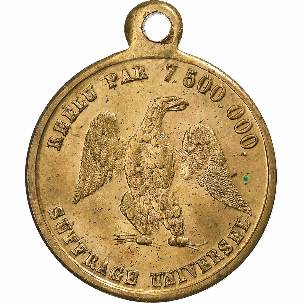 France, Jeton, Réélection de Louis Napoléon Bonaparte, 1851, Laiton, SUP