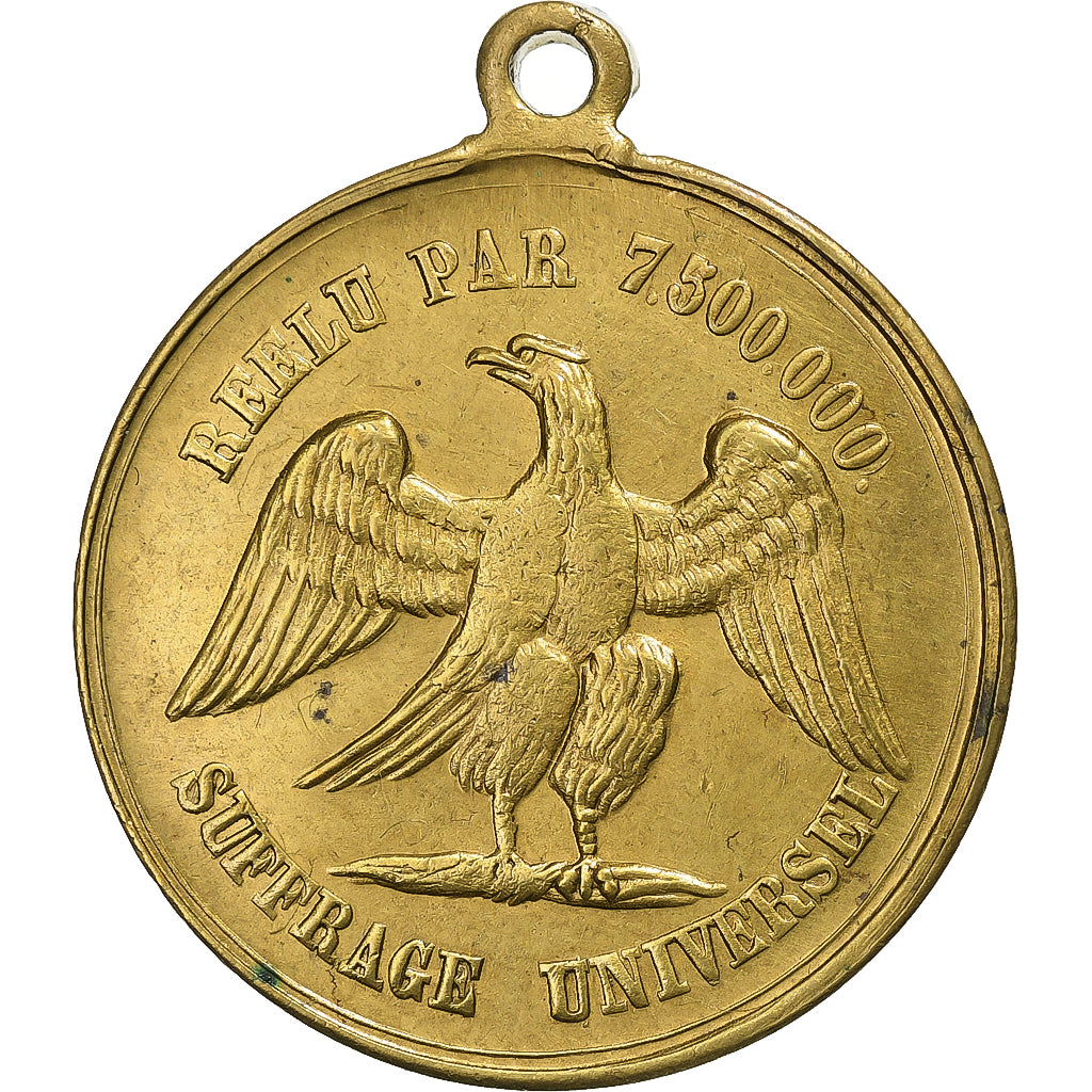 France, Token, Réélection de Louis Napoléon Bonaparte, 1851, Brass, AU(55-58)