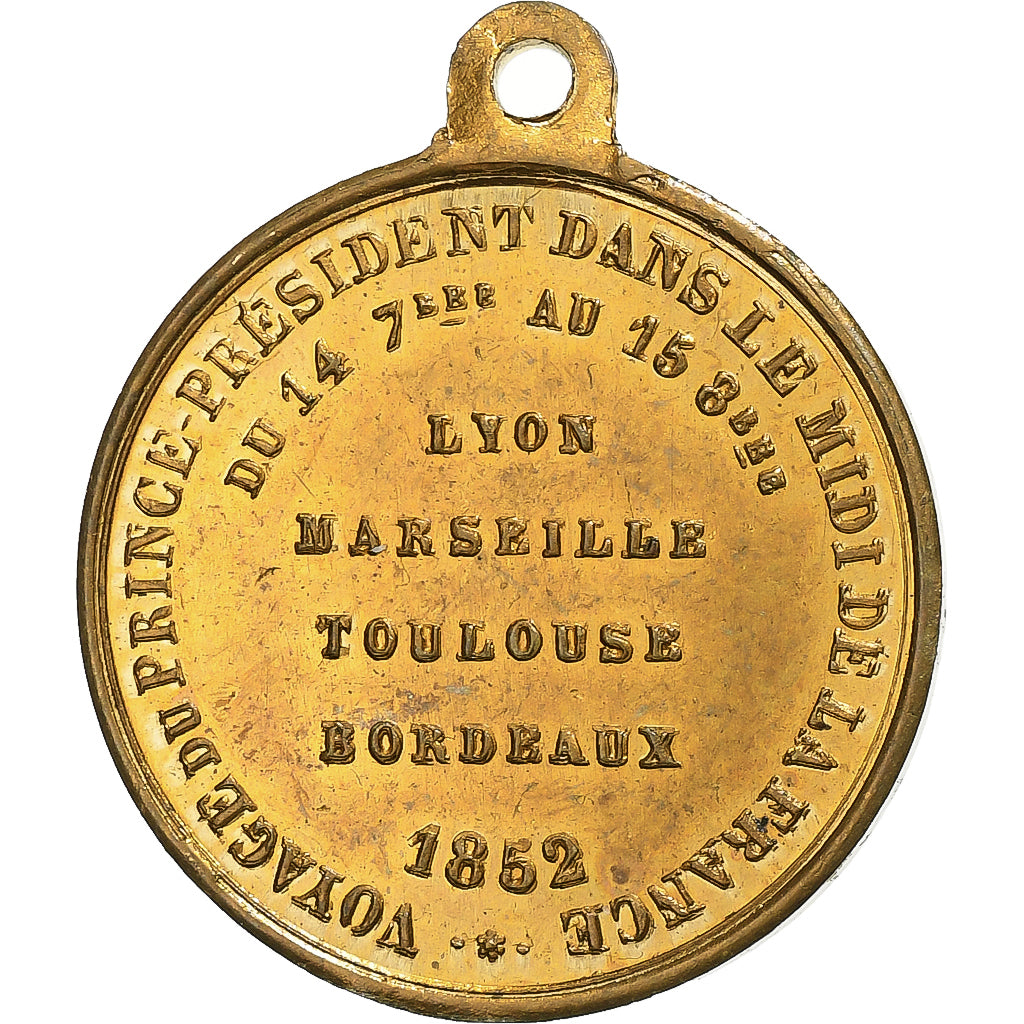 France, Jeton, Voyage de louis-Napoléon Bonaparte dans le Midi, 1852, Laiton