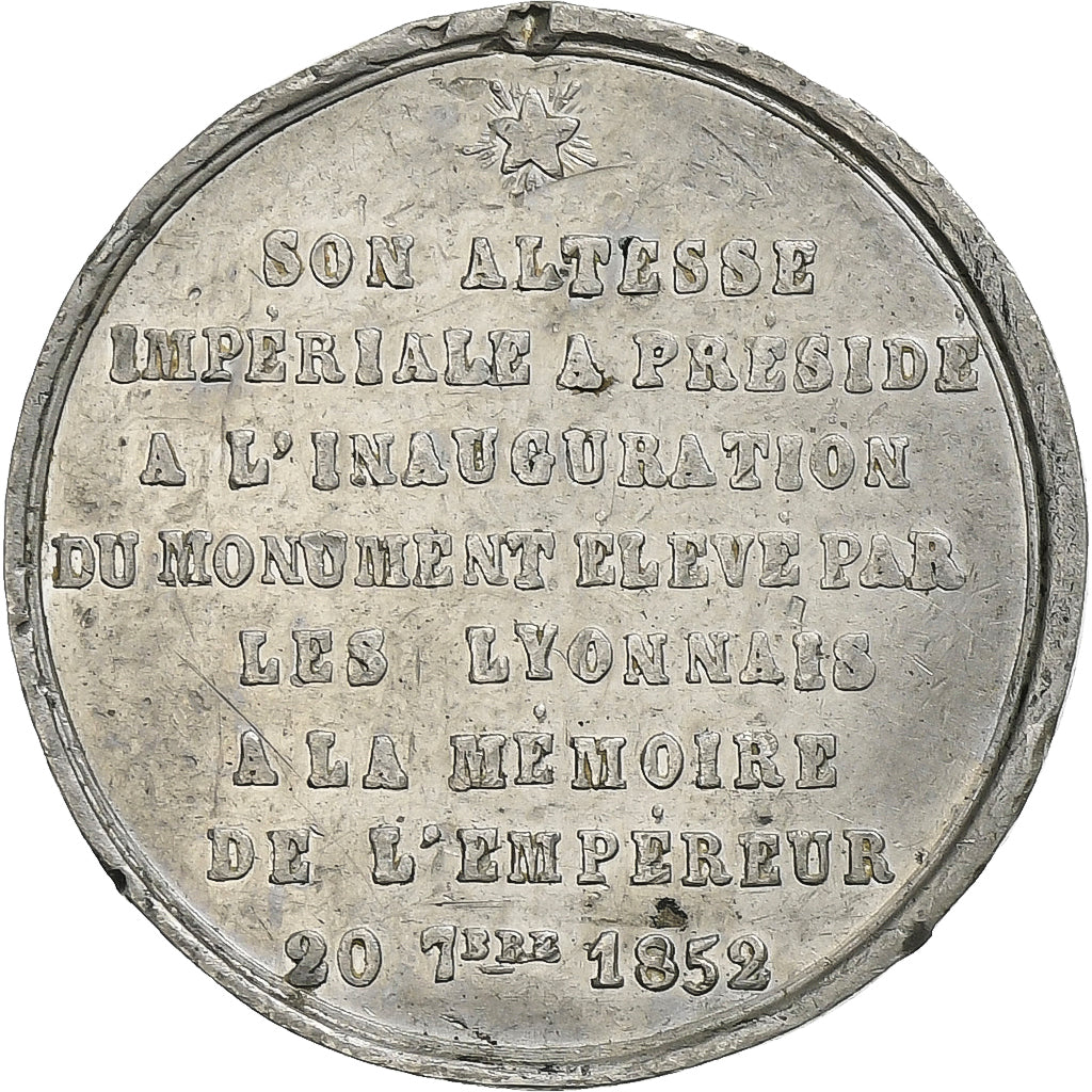 França, medalha, Inauguration du Monument, à la Mémoire de l'Empereur, Lyon