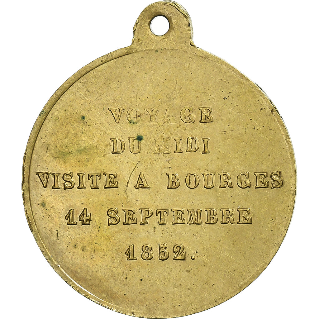 France, Medal, Louis-Napoléon Bonaparte, Visite à Bourges, 1852, Brass