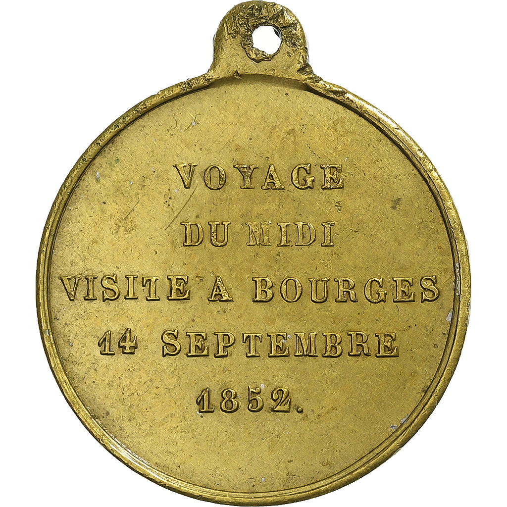 France, Medal, Louis-Napoléon Bonaparte, Visite à Bourges, 1852, Brass
