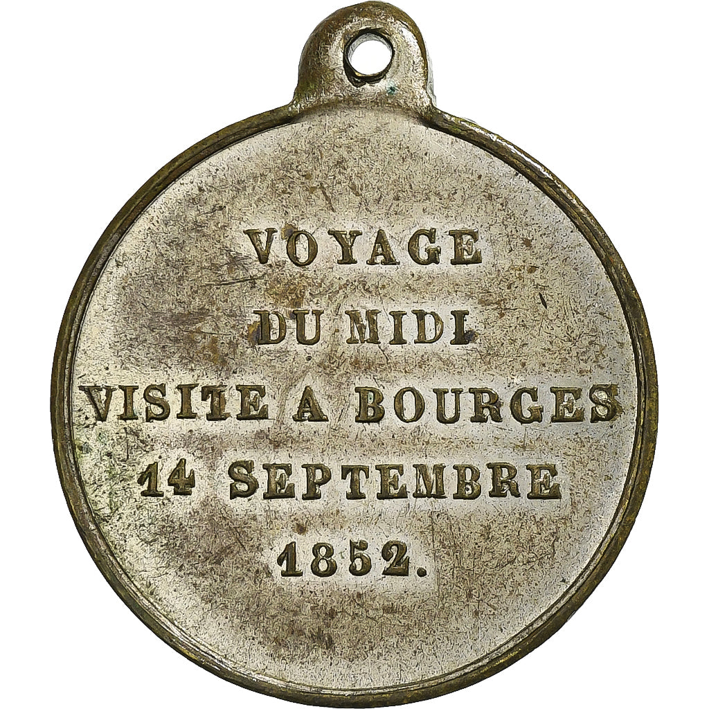 France, Medal, Louis-Napoléon Bonaparte, Visite à Bourges, 1852, Silvered