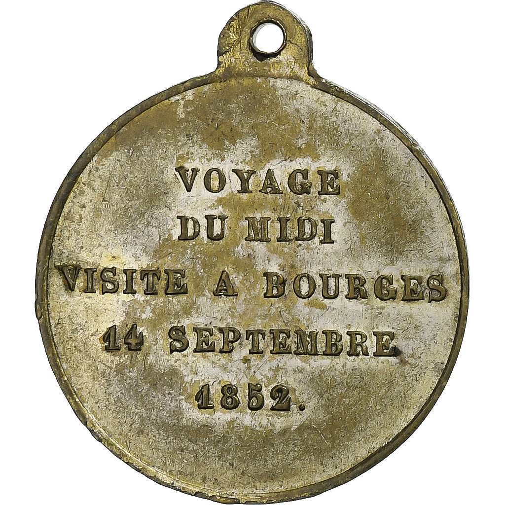 France, Medal, Louis-Napoléon Bonaparte, Visite à Bourges, 1852, Silvered