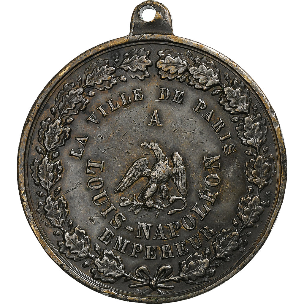France, Medal, La ville de Paris à Louis-Napoléon empereur, Copper, EF(40-45)