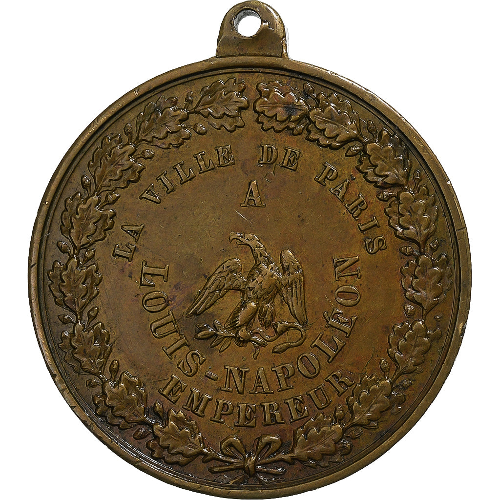 France, Medal, La ville de Paris à Louis-Napoléon empereur, Copper, EF(40-45)